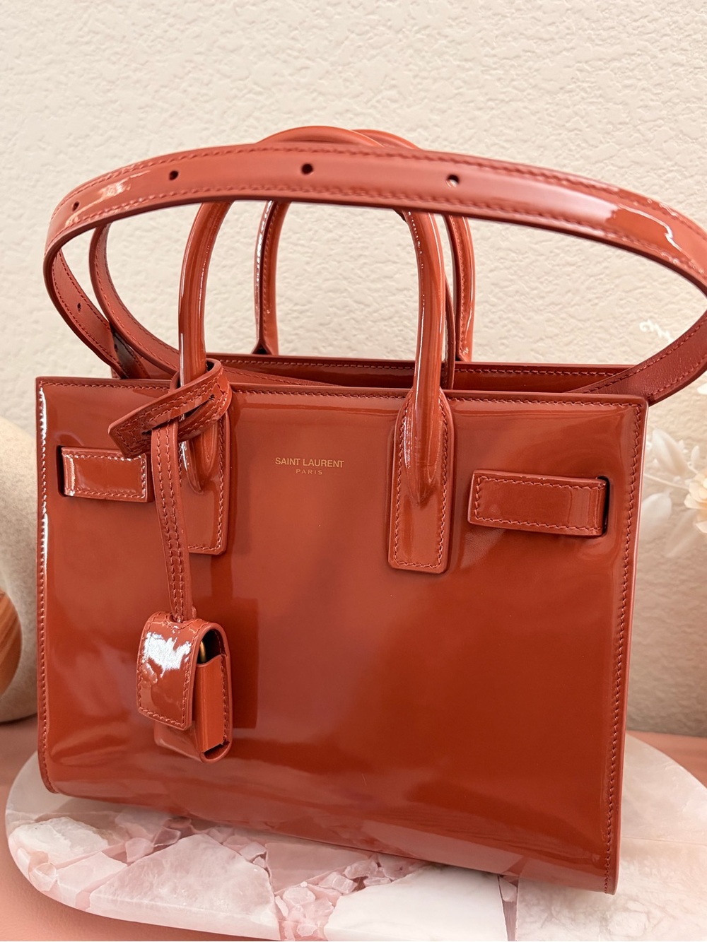 Saint Laurent Patent Leather Sac de jour nano